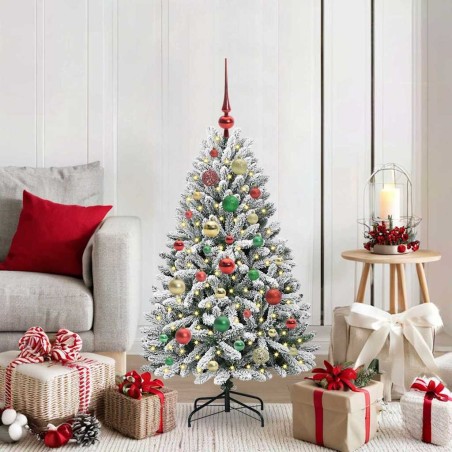 Sapin de Noël artificiel Vert et blanc 120 cm PVC et métal 632212632212