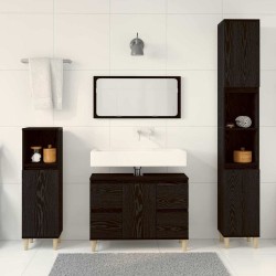 Ensemble de mobilier de salle de bain 3 pcs Chêne noir 632213632213