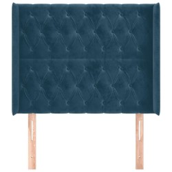 Tête de lit avec oreilles Bleu foncé 103x16x118/128 cm Velours 632215632215