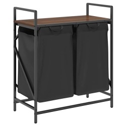 Panier à linge à 2 compartiments avec étagère chêne brun 632222632222