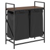 Panier à linge à 2 compartiments avec étagère chêne brun 632222632222