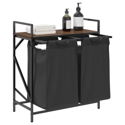 Panier à linge à 2 compartiments avec étagère chêne brun 632222632222