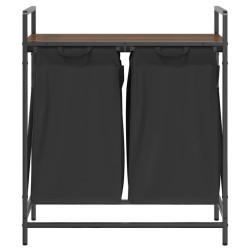 Panier à linge à 2 compartiments avec étagère chêne brun 632222632222