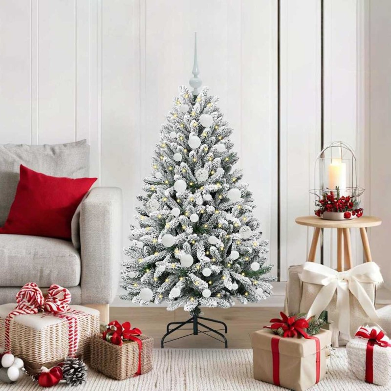 Sapin de Noël artificiel Vert et blanc 120 cm PVC et métal 632223632223