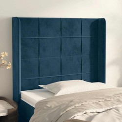 Tête de lit avec oreilles Bleu foncé 103x16x118/128 cm Velours 632229632229