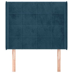 Tête de lit avec oreilles Bleu foncé 103x16x118/128 cm Velours 632229632229