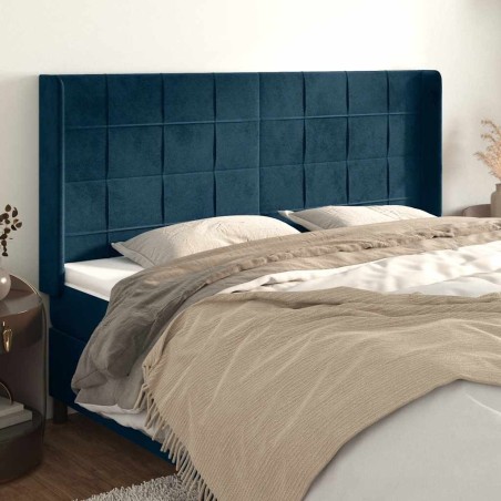 Tête de lit avec oreilles Bleu foncé 203x16x118/128 cm Velours 632230632230