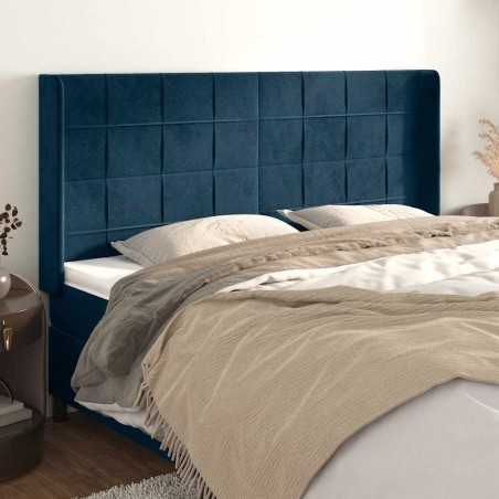 Tête de lit avec oreilles Bleu foncé 183x16x118/128 cm Velours 632239632239