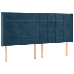 Tête de lit avec oreilles Bleu foncé 183x16x118/128 cm Velours 632239632239