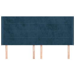 Tête de lit avec oreilles Bleu foncé 183x16x118/128 cm Velours 632239632239