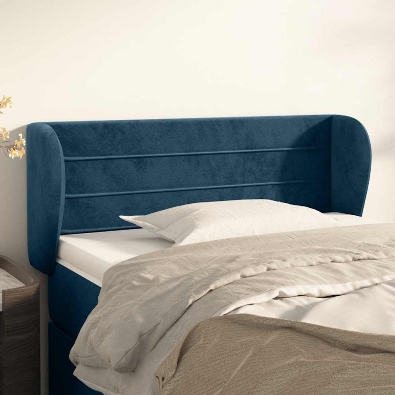 Tête de lit avec oreilles Bleu foncé 103x23x78/88 cm Velours 632242632242