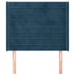 Tête de lit avec oreilles Bleu foncé 103x16x118/128 cm Velours 632244632244