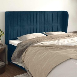 Tête de lit avec oreilles Bleu foncé 163x23x118/128 cm Velours 632246632246