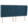 Tête de lit avec oreilles Bleu foncé 163x23x118/128 cm Velours 632246632246