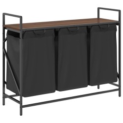 Panier à linge à 3 compartiments avec étagère chêne brun 632247632247