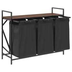 Panier à linge à 3 compartiments avec étagère chêne brun 632247632247