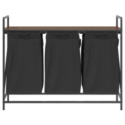 Panier à linge à 3 compartiments avec étagère chêne brun 632247632247