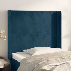 Tête de lit avec oreilles Bleu foncé 103x16x118/128 cm Velours 632248632248