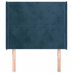 Tête de lit avec oreilles Bleu foncé 103x16x118/128 cm Velours 632248632248
