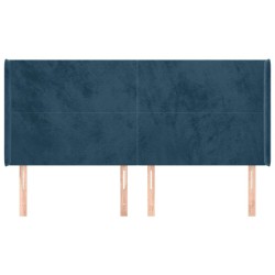 Tête de lit avec oreilles Bleu foncé 163x16x118/128 cm Velours 632253632253