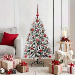 Sapin de Noël artificiel Vert et blanc 120 cm PVC et métal 632258632258