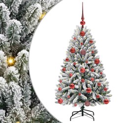 Sapin de Noël artificiel Vert et blanc 120 cm PVC et métal 632258632258