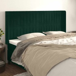 Tête de lit avec oreilles Vert foncé 203x16x118/128 cm Velours 632271632271