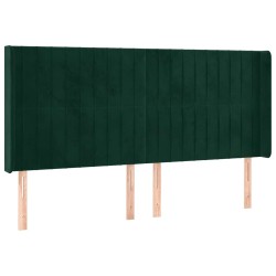 Tête de lit avec oreilles Vert foncé 203x16x118/128 cm Velours 632271632271