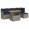 Salon de jardin 6 pcs avec coussins gris résine tressée 632274632274