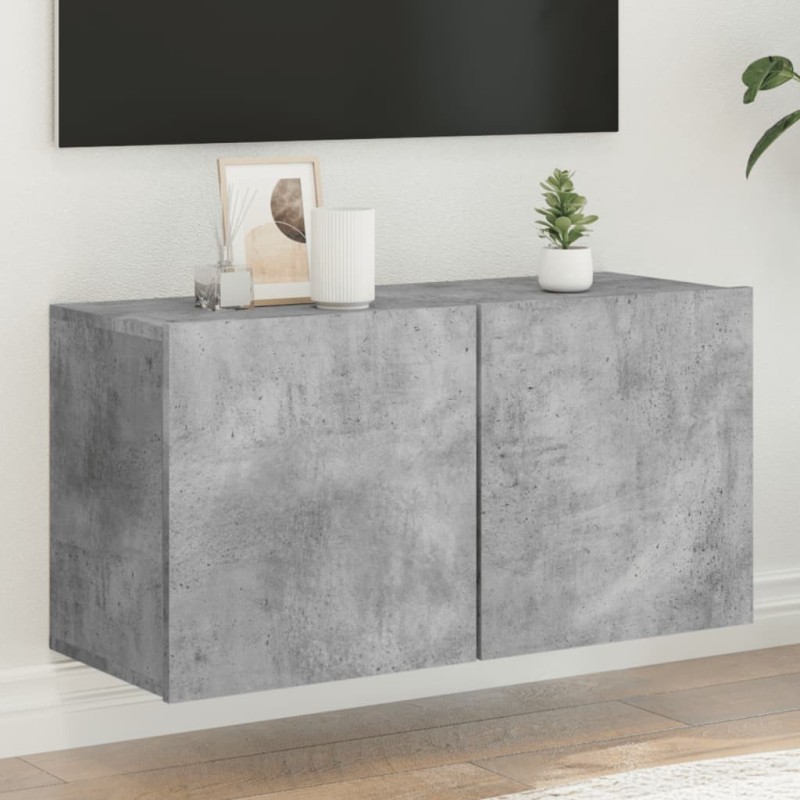 Meuble TV mural gris béton 80x30x41 cm 632291632291