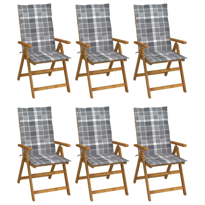 Chaises pliables de jardin lot de 6 avec coussins Bois d'acacia 632295632295