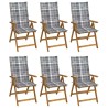 Chaises pliables de jardin lot de 6 avec coussins Bois d'acacia 632295632295