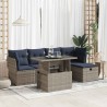 Salon de jardin avec coussins 6 pcs gris résine tressée acacia 632297632297