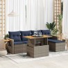 Salon de jardin avec coussins 6 pcs gris résine tressée acacia 632299632299