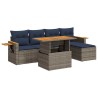 Salon de jardin avec coussins 6 pcs gris résine tressée acacia 632299632299