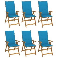 Chaises pliables de jardin lot de 6 avec coussins Bois d'acacia 632301632301