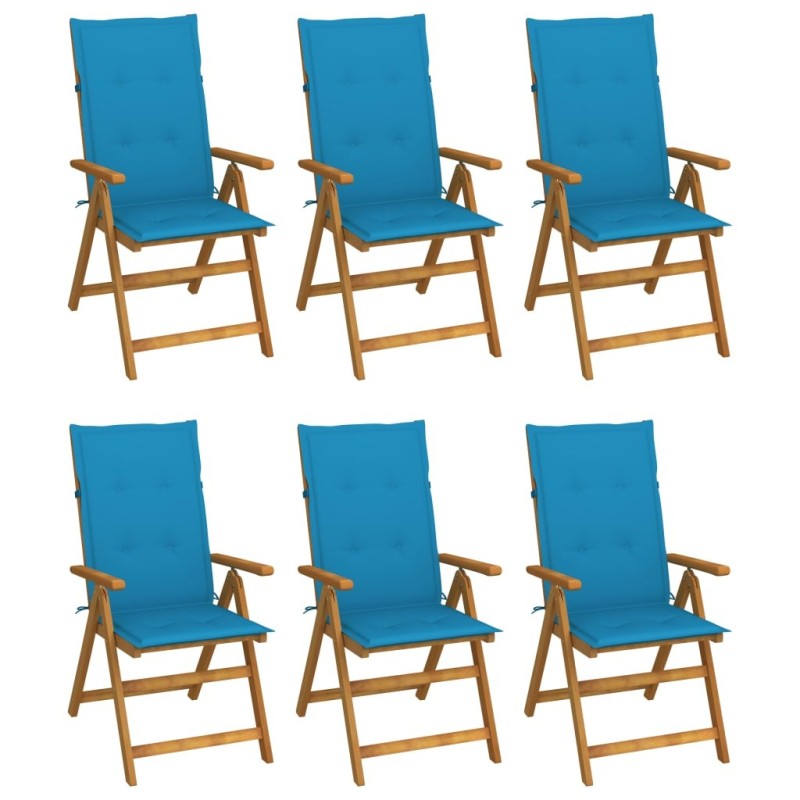 Chaises pliables de jardin lot de 6 avec coussins Bois d'acacia 632301632301