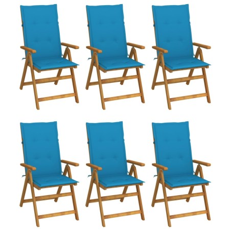 Chaises pliables de jardin lot de 6 avec coussins Bois d'acacia 632301632301