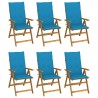 Chaises pliables de jardin lot de 6 avec coussins Bois d'acacia 632301632301