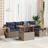 Salon de jardin avec coussins 6 pcs gris résine tressée acacia 632302632302