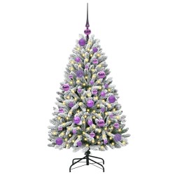 Sapin de Noël artificiel Vert et blanc 120 cm PVC et métal 632309632309