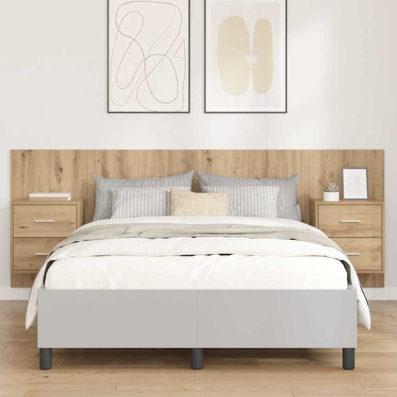 Tête de lit avec armoire 3 pcs Chêne artisanal 632326632326