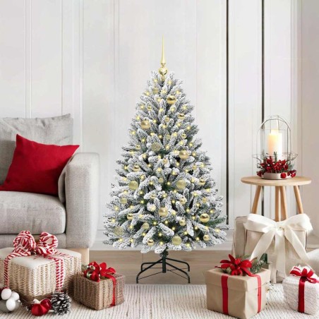 Sapin de Noël artificiel Vert et blanc 120 cm PVC et métal 632329632329