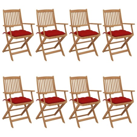 Chaises pliables de jardin lot de 8 avec coussins Bois d'acacia 632331632331