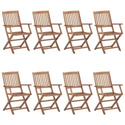 Chaises pliables de jardin lot de 8 avec coussins Bois d'acacia 632331632331