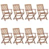 Chaises pliables de jardin lot de 8 avec coussins Bois d'acacia 632331632331