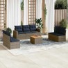 Salon de jardin 8 pcs avec coussins gris résine tressée 632332632332