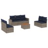 Salon de jardin 8 pcs avec coussins gris résine tressée 632332632332