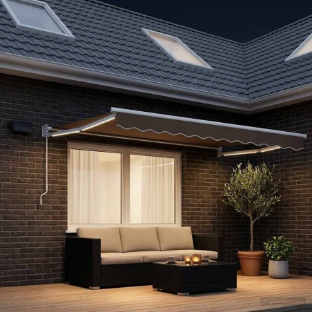 Store rétractable manuel avec LEDs Taupe 632335632335