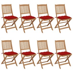 Chaises pliables de jardin lot de 8 avec coussins Bois d'acacia 632341632341